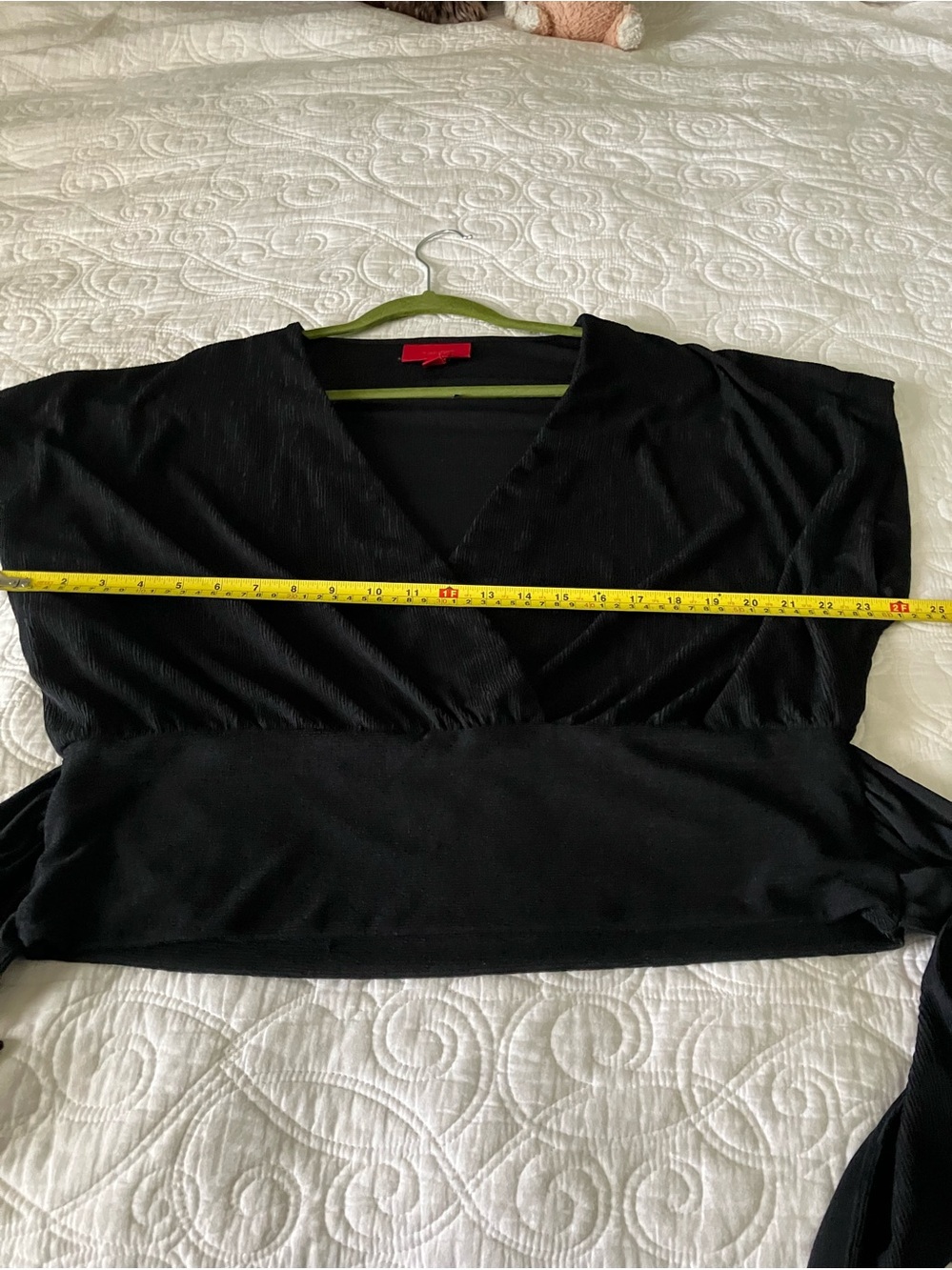 NWOT-Jennifer Lopez Black Wrap Tie Waist Blouse XL Flowy Draped - Picture 5 of 10